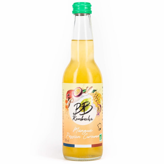 Kombucha : Mangue & Passion & Curcuma 33 cl - goobio-and-zen