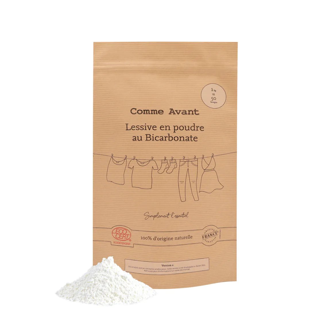 Lessive Naturelle en poudre au Bicarbonate 1 KG soit 50 lavages - goobio-and-zen