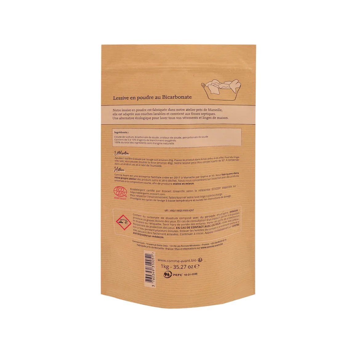 Lessive Naturelle en poudre au Bicarbonate 1 KG soit 50 lavages - goobio-and-zen