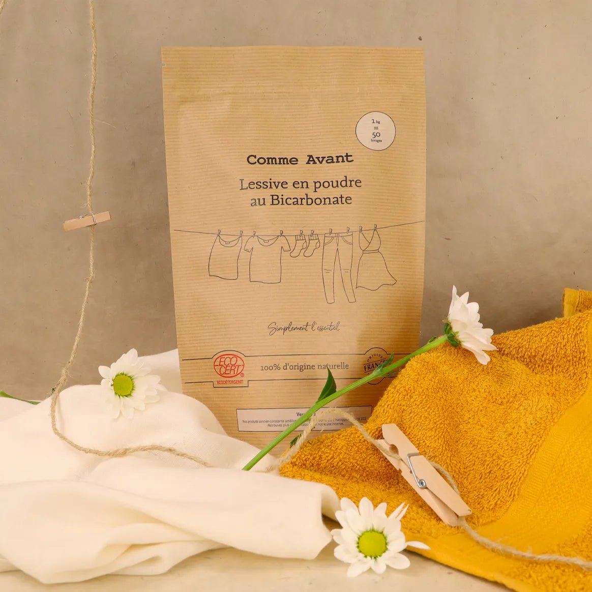 Lessive Naturelle en poudre au Bicarbonate 1 KG soit 50 lavages - goobio-and-zen