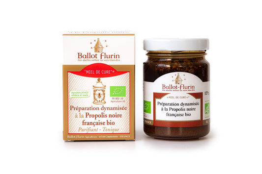 "Miel de CURE" Préparation Dynamisée à la Propolis Noire française BIO - 125 g - goobio-and-zen