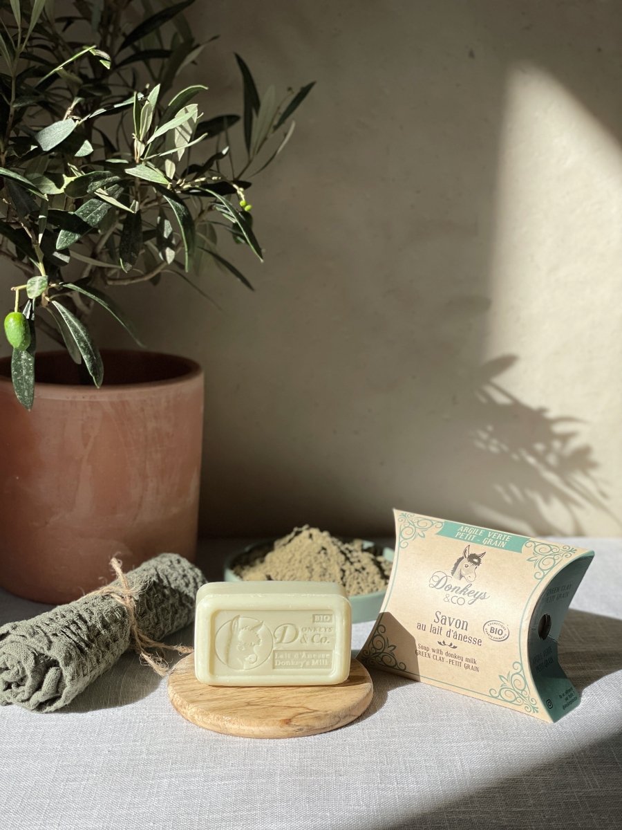 Savon au Lait d'Ânesse - Argile Verte & Petit Grain - 100 g - goobio-and-zen