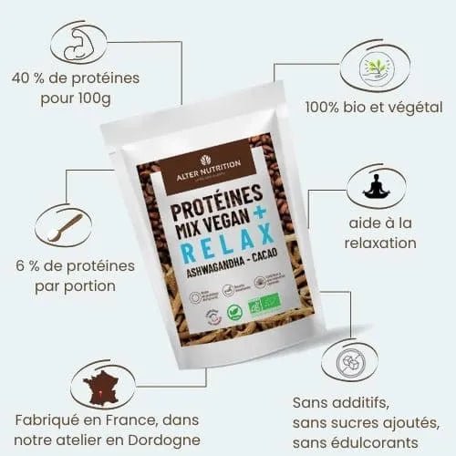 Protéines végétales à l’ashwagandha et au cacao - RELAX - goobio - and - zen
