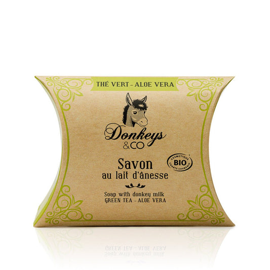 Savon au lait d'ânesse - Thé Vert & Aloé Véra - 100 g - goobio-and-zen