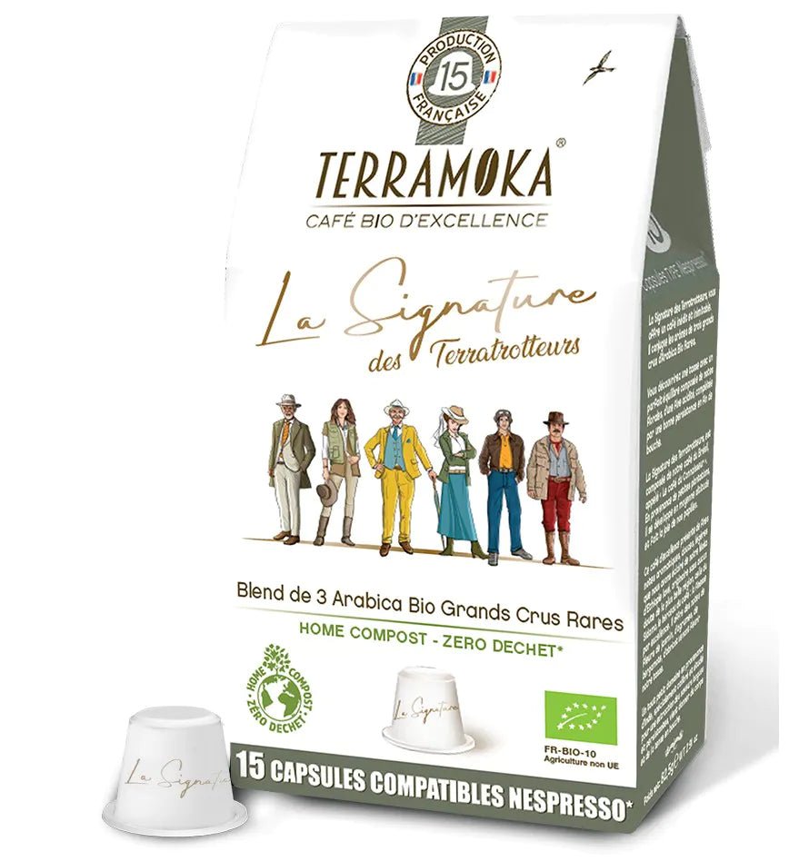TERRAMOKA 15 ou 60 capsules - Arabica Inde, Ethiopie, Brésil - La Signature - Compatibles Nespresso - goobio-and-zen