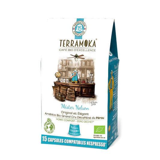 TERRAMOKA 15 ou 60 capsules décaféiné - Compatibles Nespresso - Nelson - goobio-and-zen