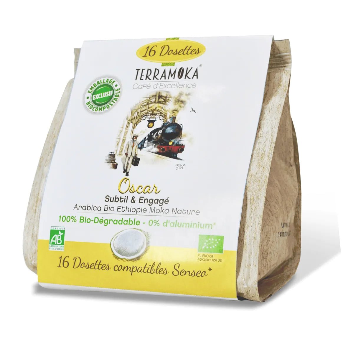 TERRAMOKA 16 dosettes biodegradables & compatibles Senseo - Oscar - goobio-and-zen