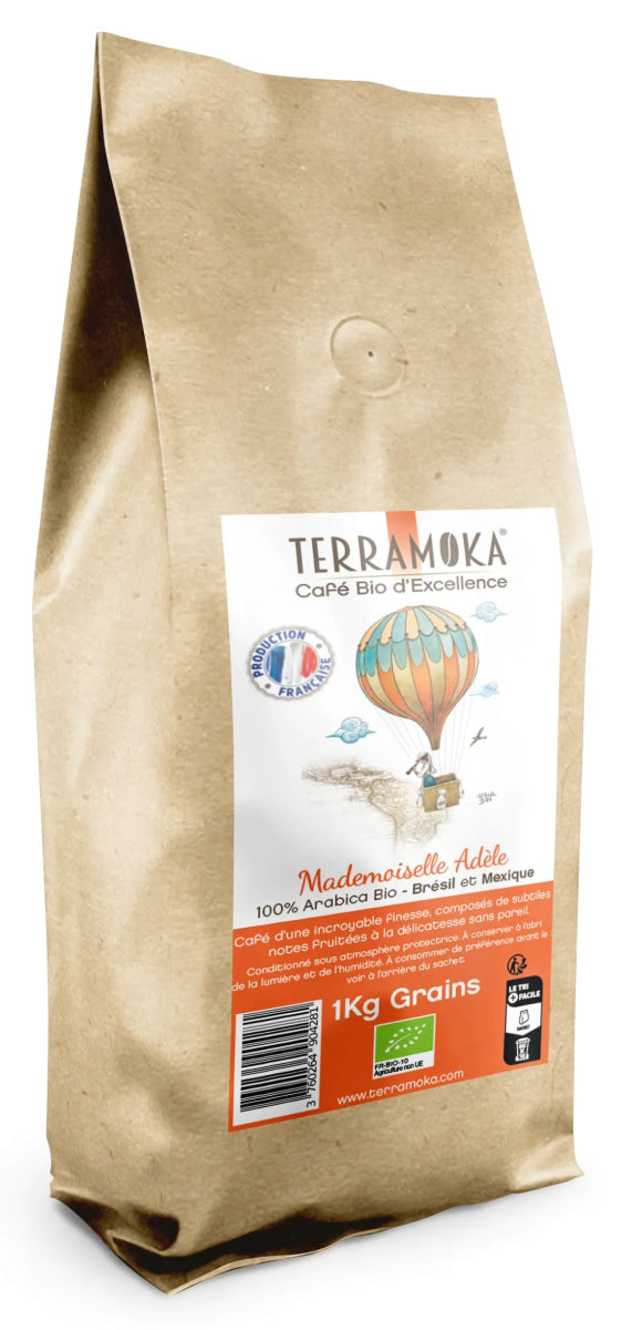 TERRAMOKA Café BIO en grains 200 g ou 1 kg - Adele - goobio-and-zen