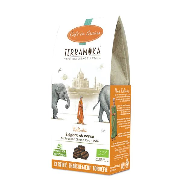 TERRAMOKA Café BIO en grains 200 g ou 1 kg - Inde - Kalindia - goobio-and-zen