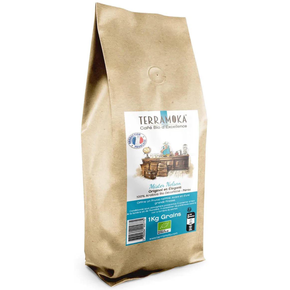 TERRAMOKA Cafe BIO en grains Nelson - 1 kg ou 200 g - goobio-and-zen